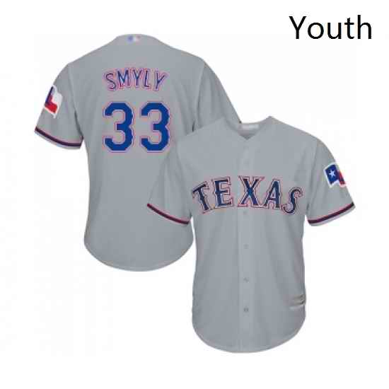 Youth Texas Rangers 33 Drew Smyly Replica Grey Road Cool Base Baseball Jersey
